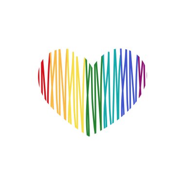 kalp şekli, aşk, sevgililer günü, gurur, gay, lgbt, gökkuşağı, vektör illüstrasyonu