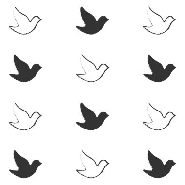 Güvercin vektör simgeleri ayarlandı. Siyah illüstrasyon izole. beyaz arkaplan.