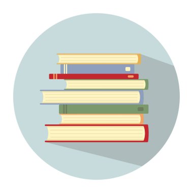 Kitap yığını ve kitap ikonu. Web tasarımı için edebiyat vektör simgelerinin düz çizimi