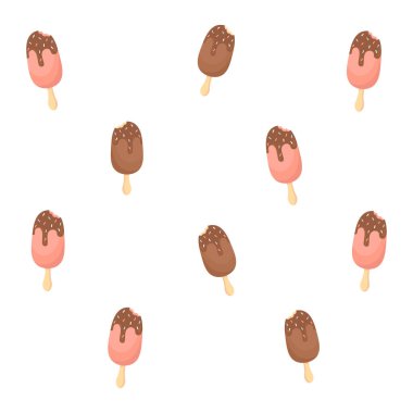 Dondurma, çikolata, çilek, karamel, vektör illüstrasyon