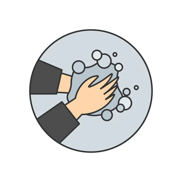 Tangan Dengan Ikon Sabun Gelembung Kartun Wanita Tangan Mencuci Ikon - Stok Vektor