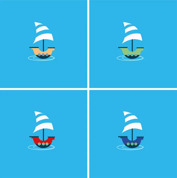 Vector Illustration Set Sea Icons — Stock Vector