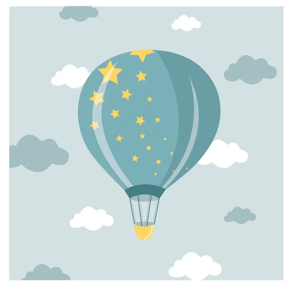 Ilustración Vectorial Globo Volador Cielo — Vector de stock