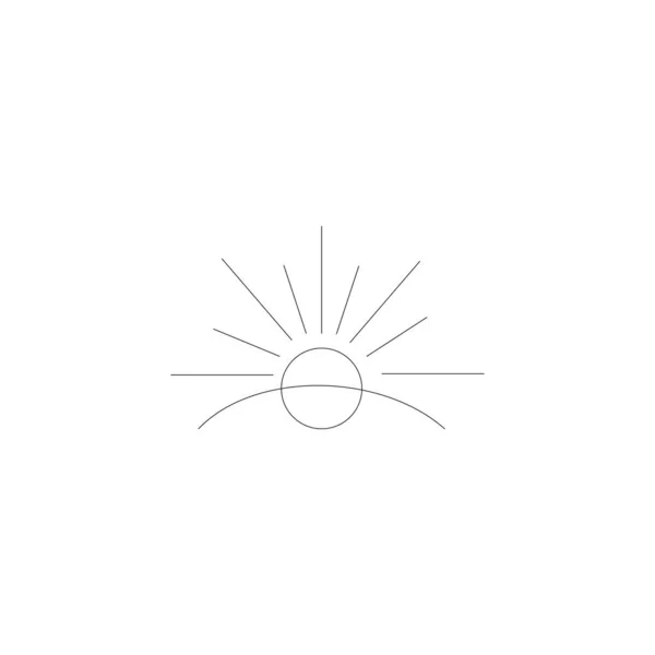 Abstrakte Vektor Handgezeichnetes Logo Sonne Feuerwerk Sonnenuntergang — Stockvektor
