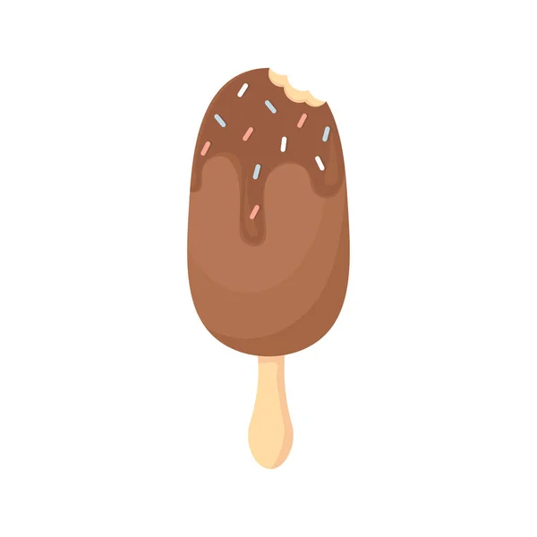 Icoana Îngheţată Desene Animate Ciocolată Popsicle Vector Ilustrare Izolat Fundal — Vector de stoc
