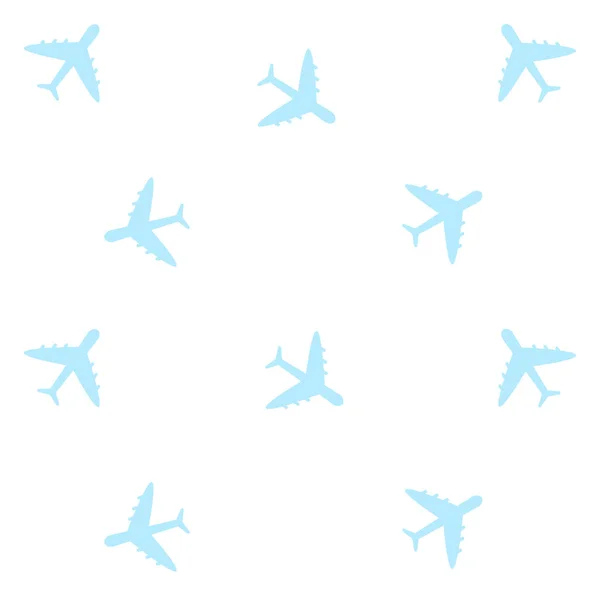 Ícone Avião Definido Padrão Sem Costura Com Formas Geométricas Ilustração — Vetor de Stock