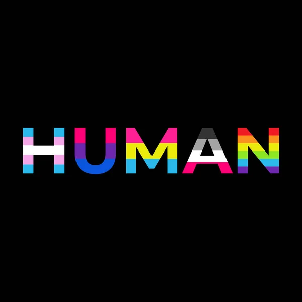  LGBT kavramı arka planında gurur bayrağı renginde insan harfi