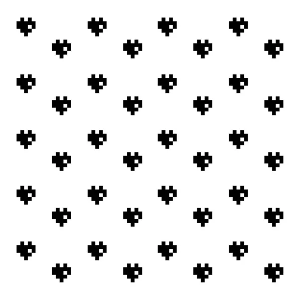 Pixel Art Pattern Vector Background Hearts — Stock Vector