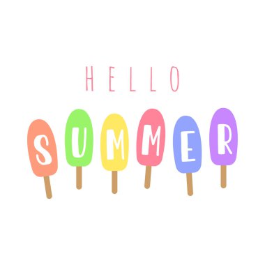 Renkli Merhaba yaz arkaplanı, dondurma örnekleme vektörü