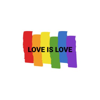 love is love lettering on rainbow background 