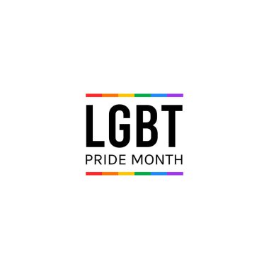 LGBT Gurur Ayı Tipografi Vektörü. LGBTQ Gökkuşağı Bayrak Renkleri ile Gurur Metni. Yaratıcı Metin Harfleri