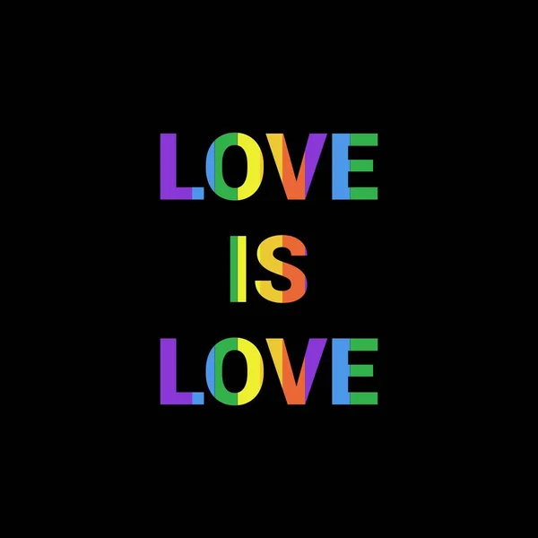 LGBT background with love is love lettering, black background