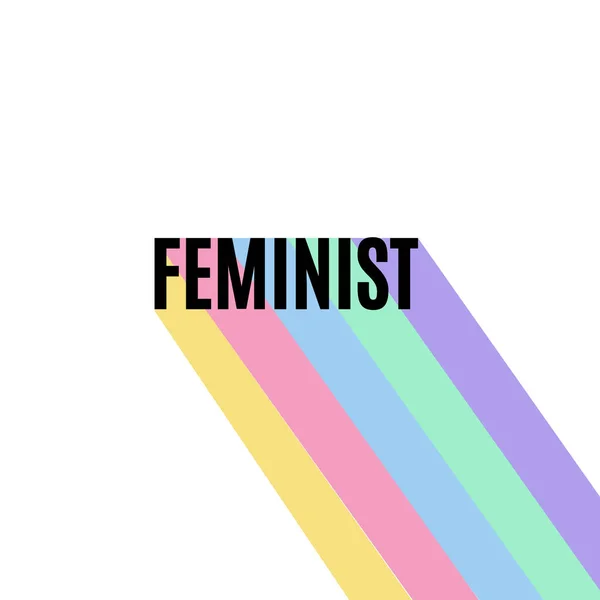 Feminist Poster Colorful Rainbow Colored Text Vector Illustration Fun Cartoon — Stock Vector