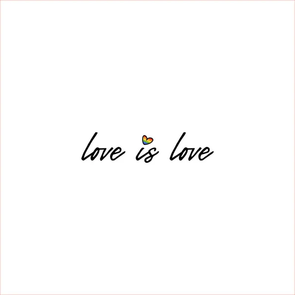 Handgeschreven Zin Liefde Liefde Met Regenboog Hart Geïsoleerd Witte Achtergrond — Stockvector