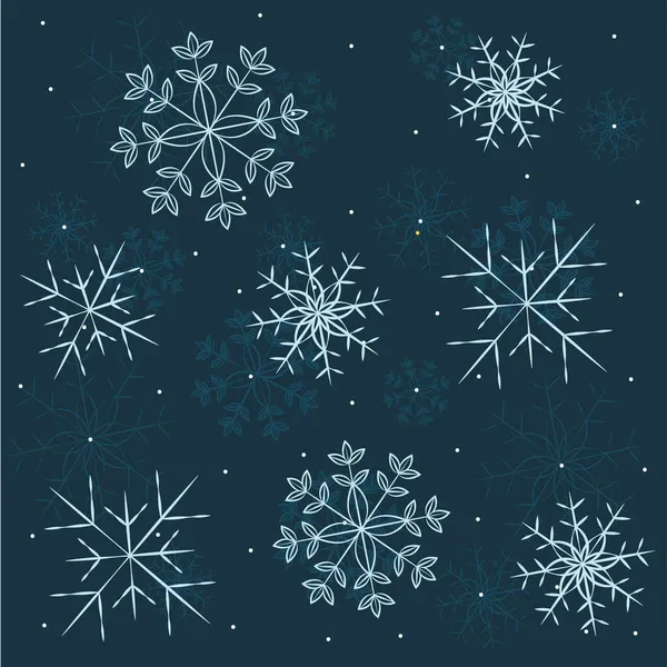 Patrón Copo Nieve Sin Costura Azul — Archivo Imágenes Vectoriales