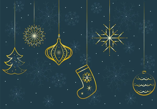 Azul Oro Patrón Navidad Sin Costura — Archivo Imágenes Vectoriales