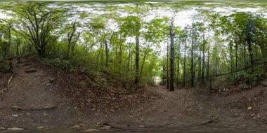 Muhteşem Krushunski şelalesinin turkuvaz suları ve yeşil yosunlu 360 fotoğrafı. Bulgaristan 'ın Lovech kenti yakınlarında yer alıyor