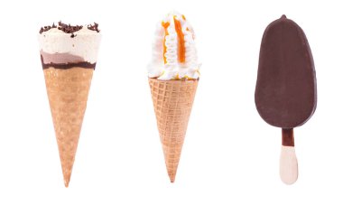 Dondurma ve beyaz arka plan üzerinde izole popsicles .