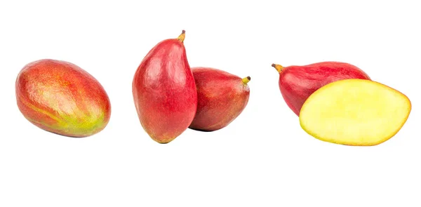 Fresh Organic Mango Isolated White Background Red Mango Fruit Clipping — Stock Photo, Image