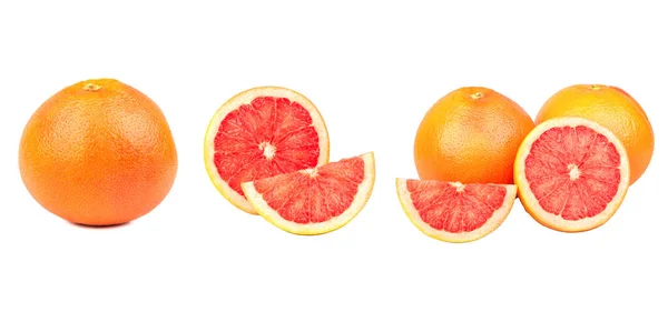 Set Van Verse Hele Geknipte Grapefruit Moten Geïsoleerd Witte Achtergrond — Stockfoto