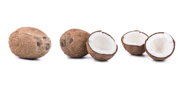 Kokosy Izolowane Białym Tle Odbiór — Zdjęcie stockowe