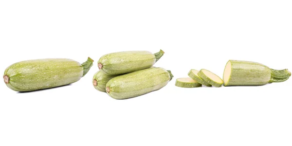 Frische Ganze Zucchini Isoliert Auf Weißem Hintergrund Mit Clipping Pfad — Stockfoto