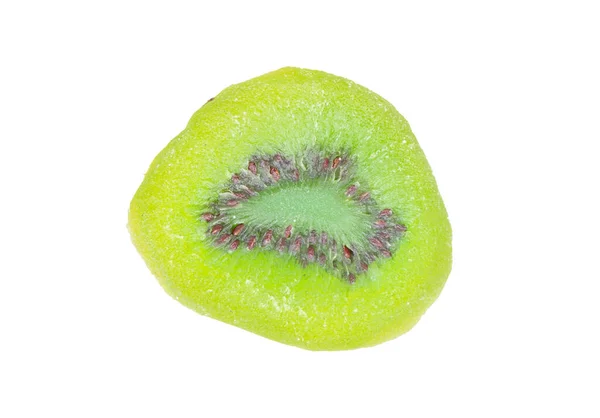 Close Van Gedroogd Gesneden Kiwi Geïsoleerd Wit Zoeten — Stockfoto