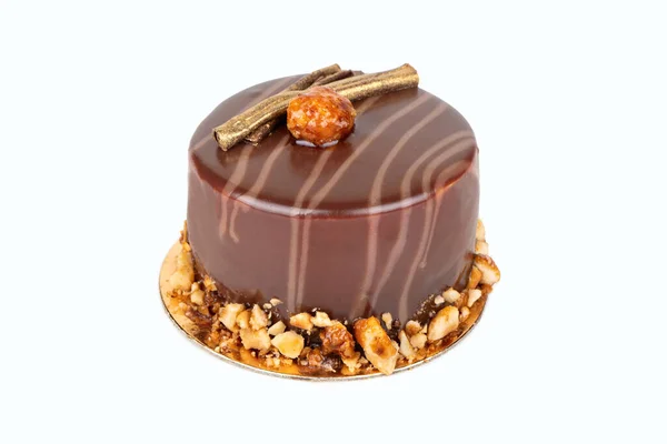 Chocolate Cake Salty Sweet Caramel Doused Icing Nuts Very Tender — Stok Foto