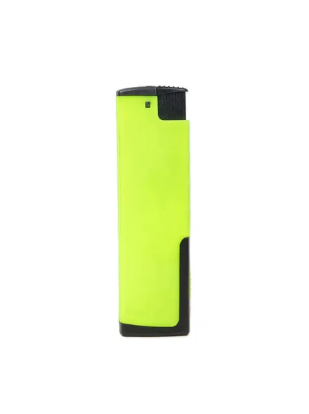 Green Plastic Lighter Isolated White Background — 图库照片