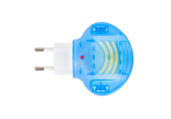 Blue Fumigator Repelling Mosquitoes Socket Euro Plug Isolated White Background — ストック写真