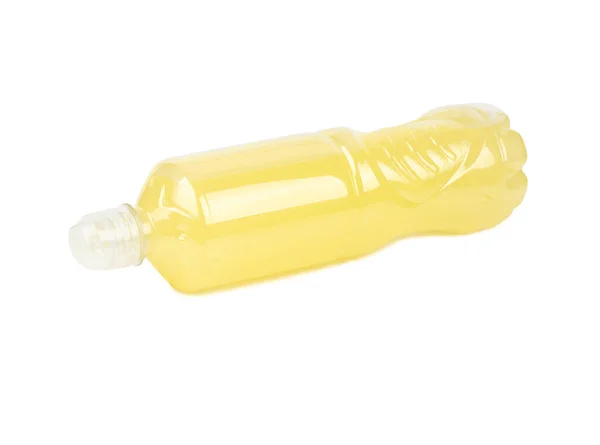 Isotonic Drink Sports Plastic Bottle Lemon Flavor Lies Isolated White — Foto Stock