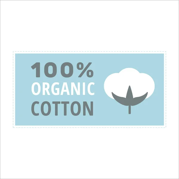 Cotton label, organic cotton sign with delicate pastel colors isolated on white background. — Stock Vector