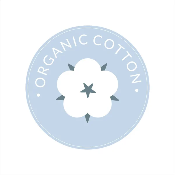 Cotton label, organic cotton sign with delicate pastel colors isolated on white background. — Stock Vector