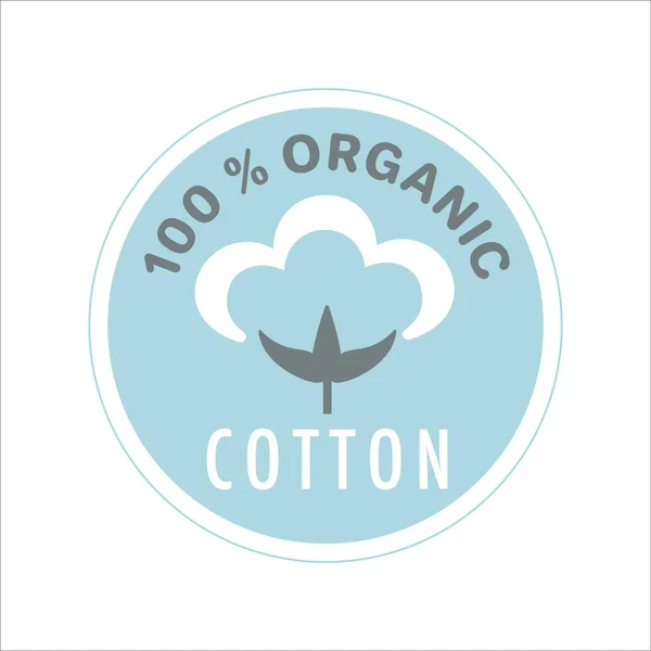 Cotton label, organic cotton sign with delicate pastel colors isolated on white background. — Stock Vector