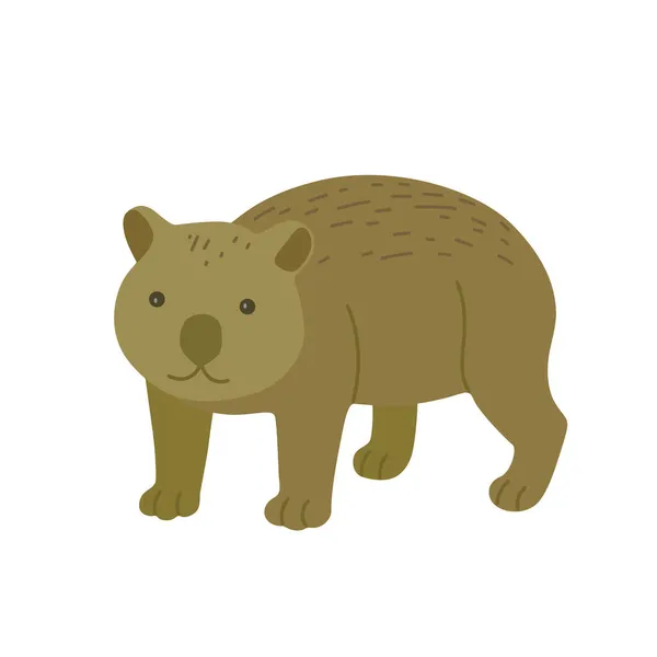 Leuke cartoon wombat geïsoleerd op witte achtergrond. Handgetekende vectorillustratie — Stockvector