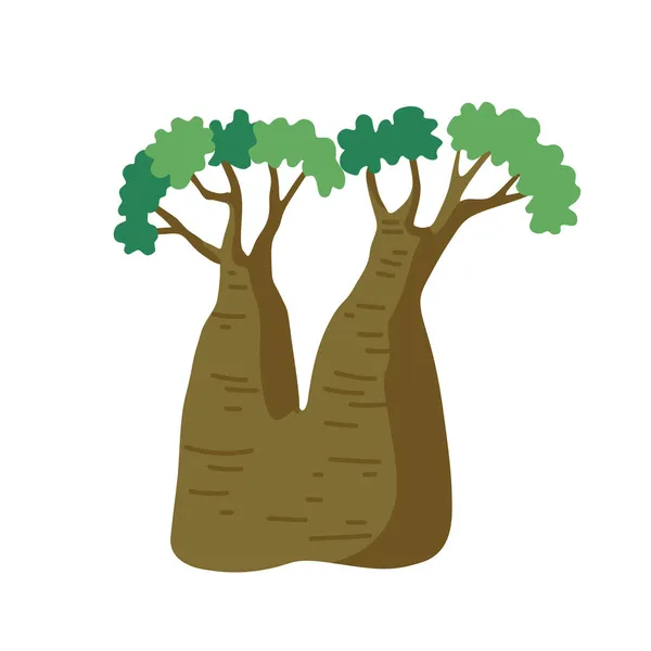 Netter Baobab isoliert auf weißem Hintergrund. Handgezeichnete Vektorillustration — Stockvektor