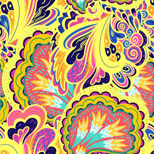 Funky kleurrijke naadloze psychedelische patroon voor ontwerp en decoratie. — Stockvector