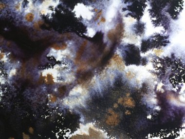 Parlak kıvılcımlı siyah ve altın rengi mürekkep dokusu tasarım için dekoratif arka plan.