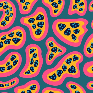 Soyut şekiller ve daireler çizilmiş düz vektör deseni.