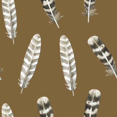 Kahverengi suluboya tüylerle bohem desenli. Tasarım ve kumaş için orijinal arkaplan.