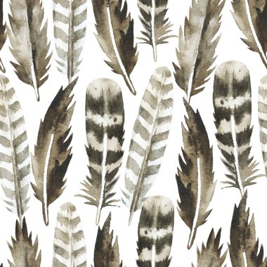 Sulu boyalı kahverengi tüylü, pürüzsüz bir desen. Tasarım ve kumaş için orijinal arkaplan.