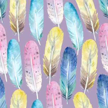 Suluboya boyalı tüylü, pürüzsüz bir desen. Tasarım ve kumaş için orijinal arkaplan.