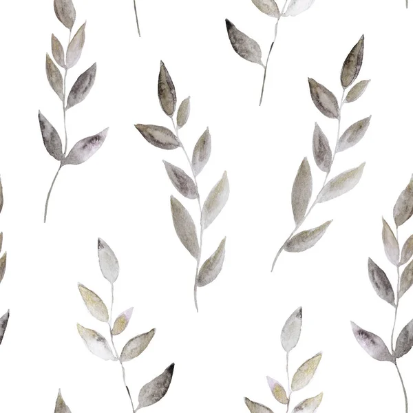 Modèle sans couture aquarelle avec des plantes abstraites chatoyantes dorées et des feuilles pour le tissu et le design. — Photo