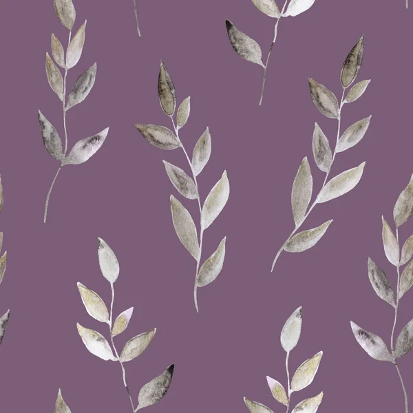 Акварель бесшовный узор с золотыми мерцающими абстрактными растениями и листьями для ткани и дизайна. — стоковое фото