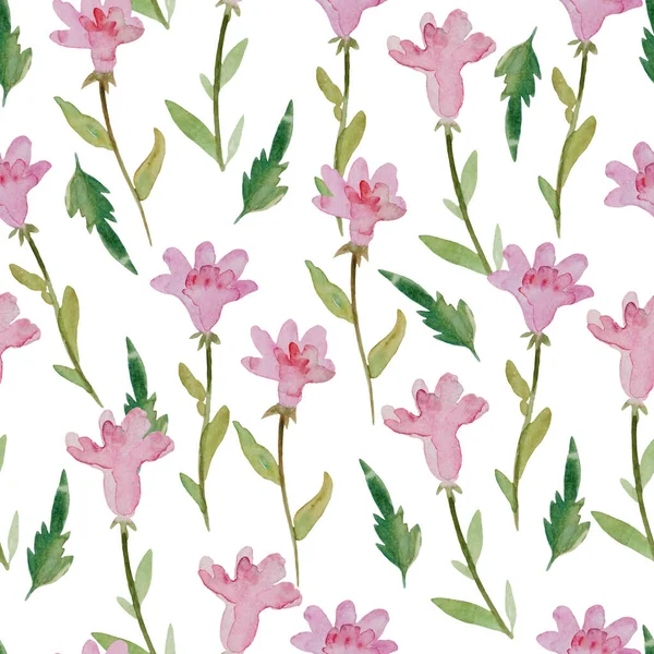 Niedliche zarte Muster mit Aquarell bemalten Blumen für Textilien, Stoff, Tapeten und Design. — Stockfoto