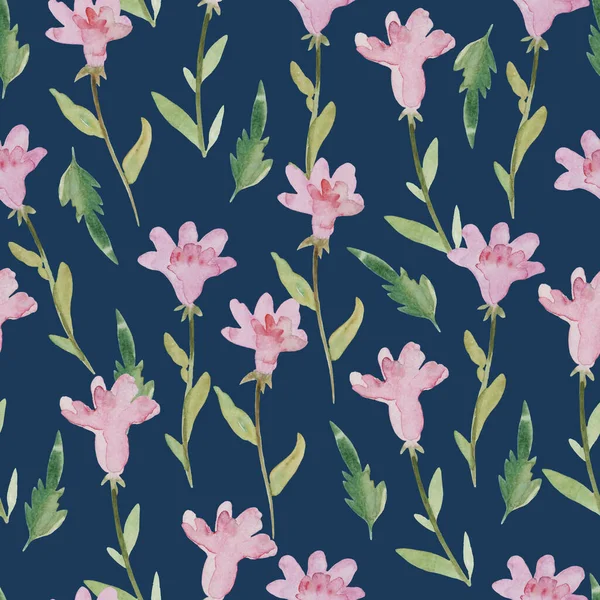 Leuke delicate patroon met aquarel geschilderde bloemen voor textiel, stof, behang en design. — Stockfoto