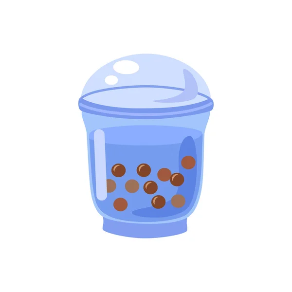 Bubble tea cup isolated on white background. Cartoon glass with milk shake. Asian food desert — стоковий вектор