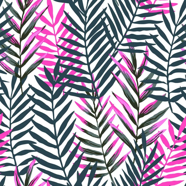 Seamless pattern with modern neon palm tropical leaves and plants for design and textile.