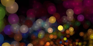 Ortasında ışık efekti olan soyut çemberler siyah arkaplanda izole edildi