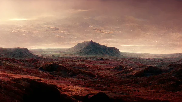 3D render, beautiful and realistic Mars landscape background CG artwork concept